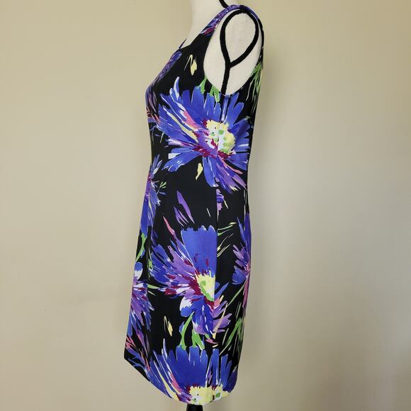 EUC Connected Apparel 6 Bodycon Dress Back Zip Back Slit Vibrant Multicolor - Picture 7 of 16